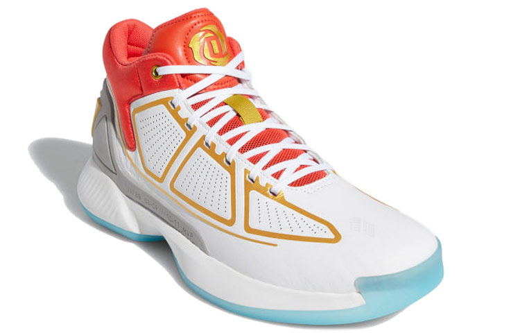 Мужские кроссовки adidas D Rose 10 (белые с красным, желтым и синим) — Белыйкрасныйжёлтыйсиний — фото 3