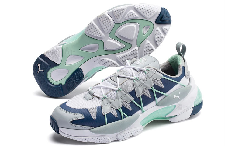 Кроссовки PUMA LQDCELL Omega Striped Kit (серо-зеленые) — фото 2