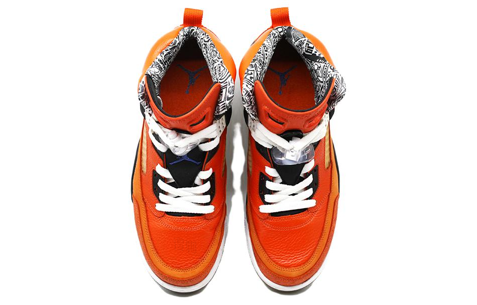 Мужские кроссовки Jordan Spizike Knicks (оранжево-синие) — 橙闪电/丝带蓝/黑/白蓝/橙闪电/黑/白 — фото 4