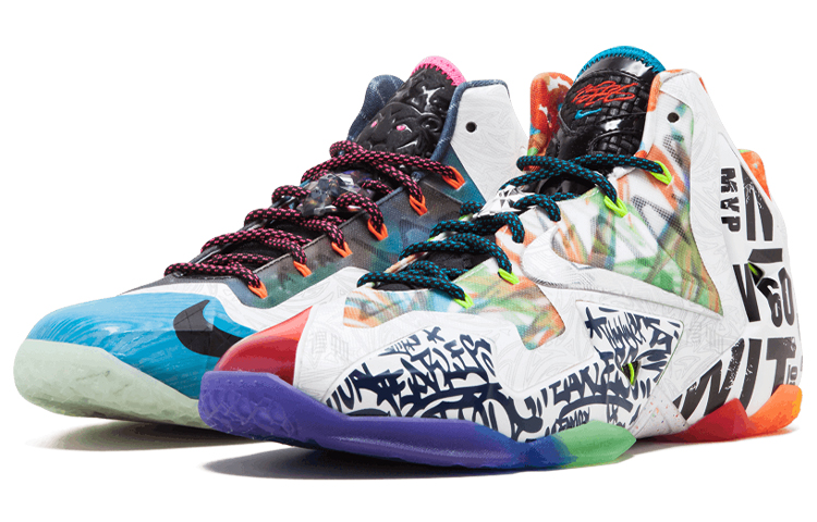 Мужские кроссовки Nike Lebron 11 Premium "What The LeBron" (мультиколор) — 熔岩黑/冰银/银河蓝 — фото 4