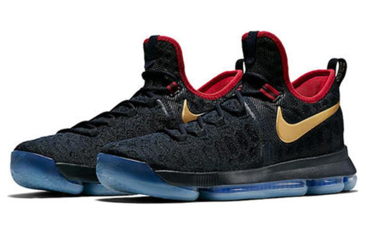 Мужские кроссовки Nike KD 9 Gold Medal (сине-золотые) — 黑曜石色/金属黄金 — фото 3