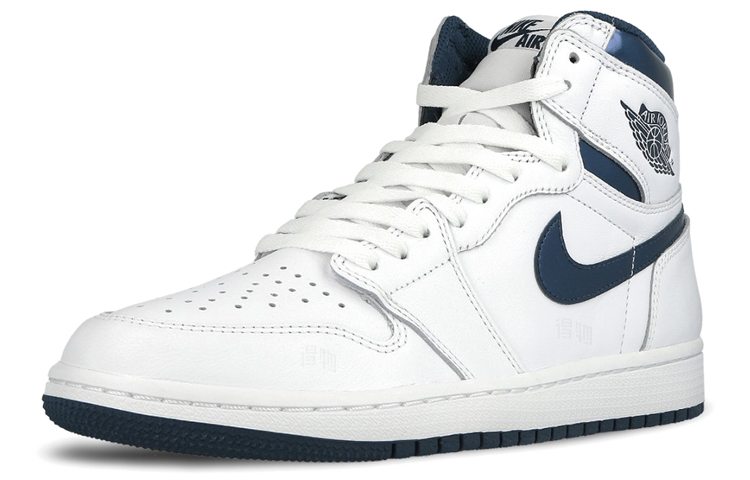 Мужские кроссовки Jordan Air Jordan 1 Retro Metallic Navy (бело-синие) — 白/金属蓝/海军蓝 — фото 3