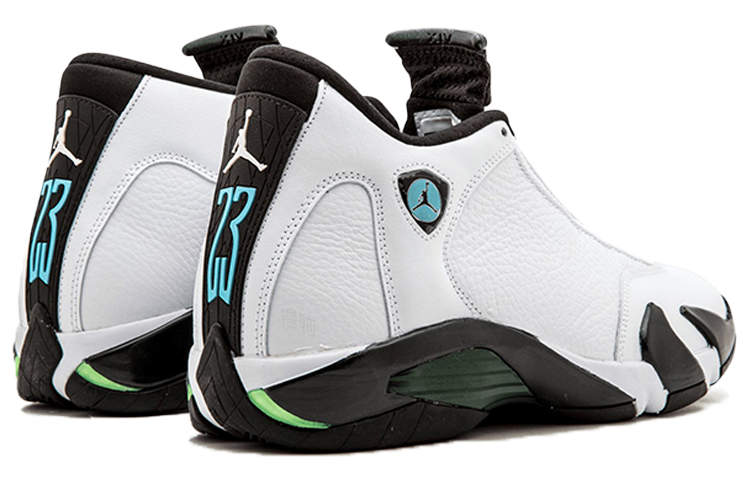 Мужские кроссовки Jordan Air Jordan 14 Retro Oxidized Green (бело-черные с зеленым) — 白/氧化绿/传奇蓝/黑 — фото 4