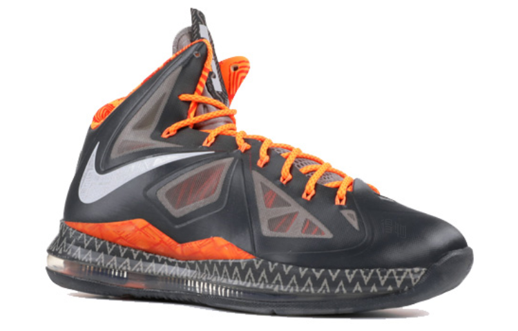 Мужские кроссовки Nike Lebron 10 'BHM' (черно-оранжевые) — 深灰/纯白金/运动灰 — фото 3