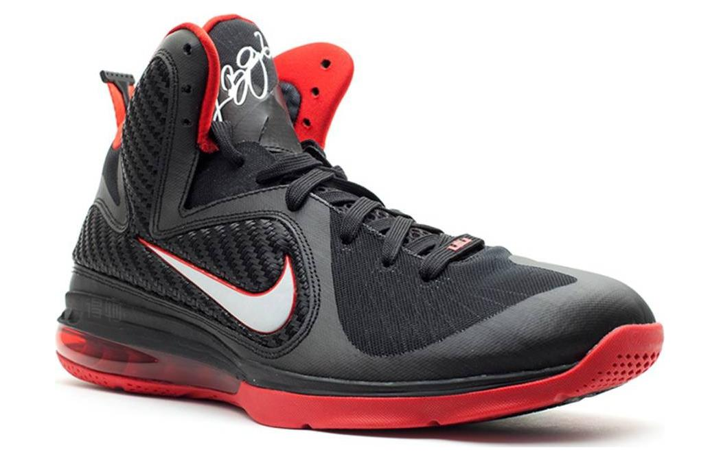 Мужские кроссовки Nike Lebron 9 Miami Heat Away 9 (черно-бело-красные) — Чёрный / белый / красный — фото 3