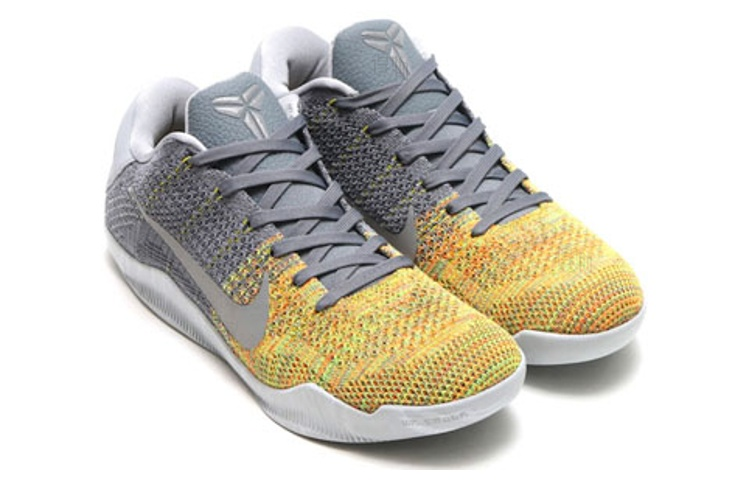 Мужские кроссовки Nike Kobe 11 OG (серые) — 酷灰/绿/黄 — фото 2