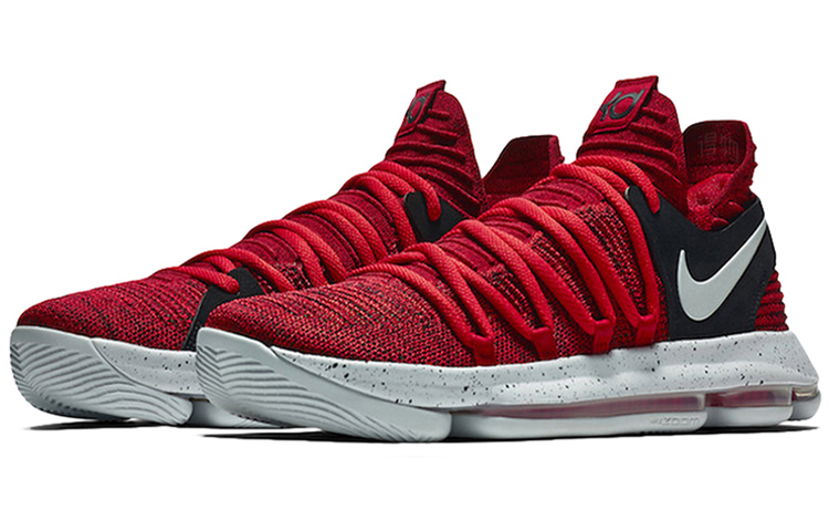 Мужские кроссовки Nike KD 10 (красный / белый / черный) — Красный / белый / чёрный — фото 2