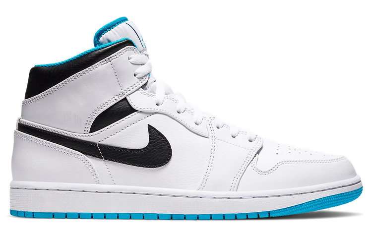 Мужские кроссовки Jordan Air Jordan 1 Mid "Laser Blue" (белыйсиний) — фото 2