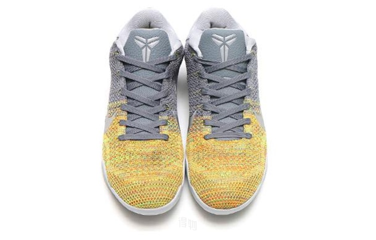 Мужские кроссовки Nike Kobe 11 OG (серые) — 酷灰/绿/黄 — фото 3