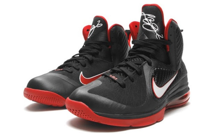 Мужские кроссовки Nike Lebron 9 Miami Heat Away 9 (черно-бело-красные) — Чёрный / белый / красный — фото 4