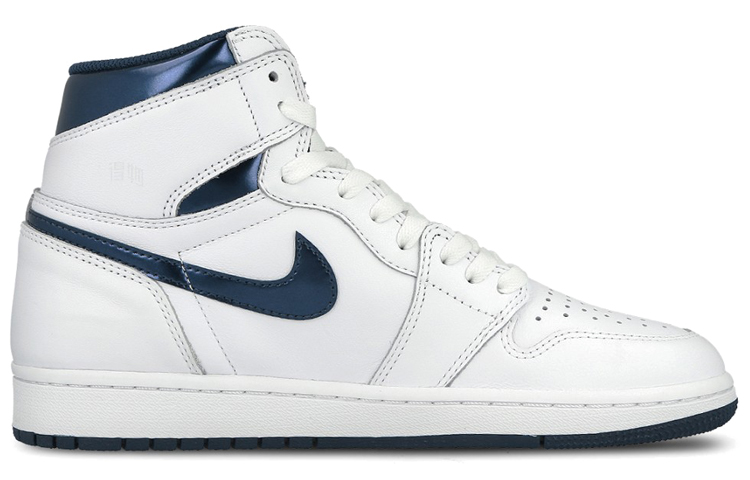 Мужские кроссовки Jordan Air Jordan 1 Retro Metallic Navy (бело-синие) — 白/金属蓝/海军蓝 — фото 2