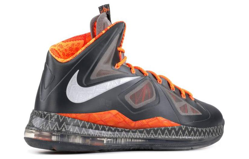 Мужские кроссовки Nike Lebron 10 'BHM' (черно-оранжевые) — 深灰/纯白金/运动灰 — фото 4