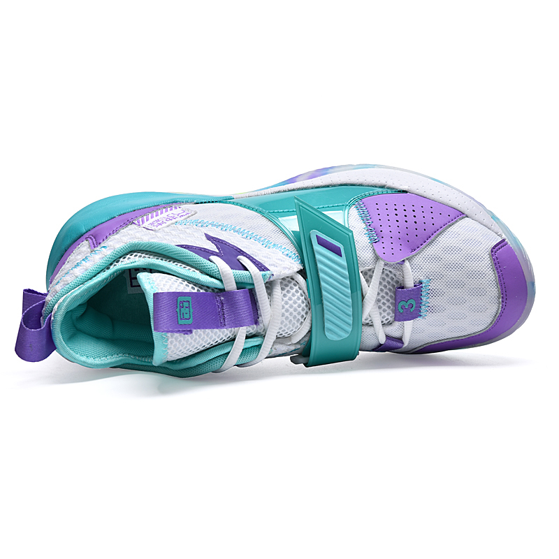 IVERSON Breathable Coverage Support Mid top Basketball Shoes Unisex White Blue Purple
