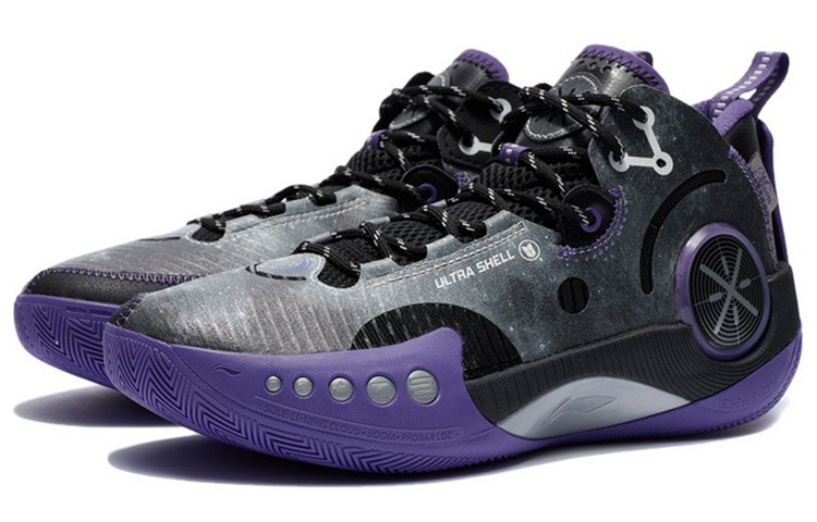 Li Ning Shadow 3 Cushioning Slip Resistant Abrasion Resistant Low top Performance Basketball Shoes Men’s Black Purple