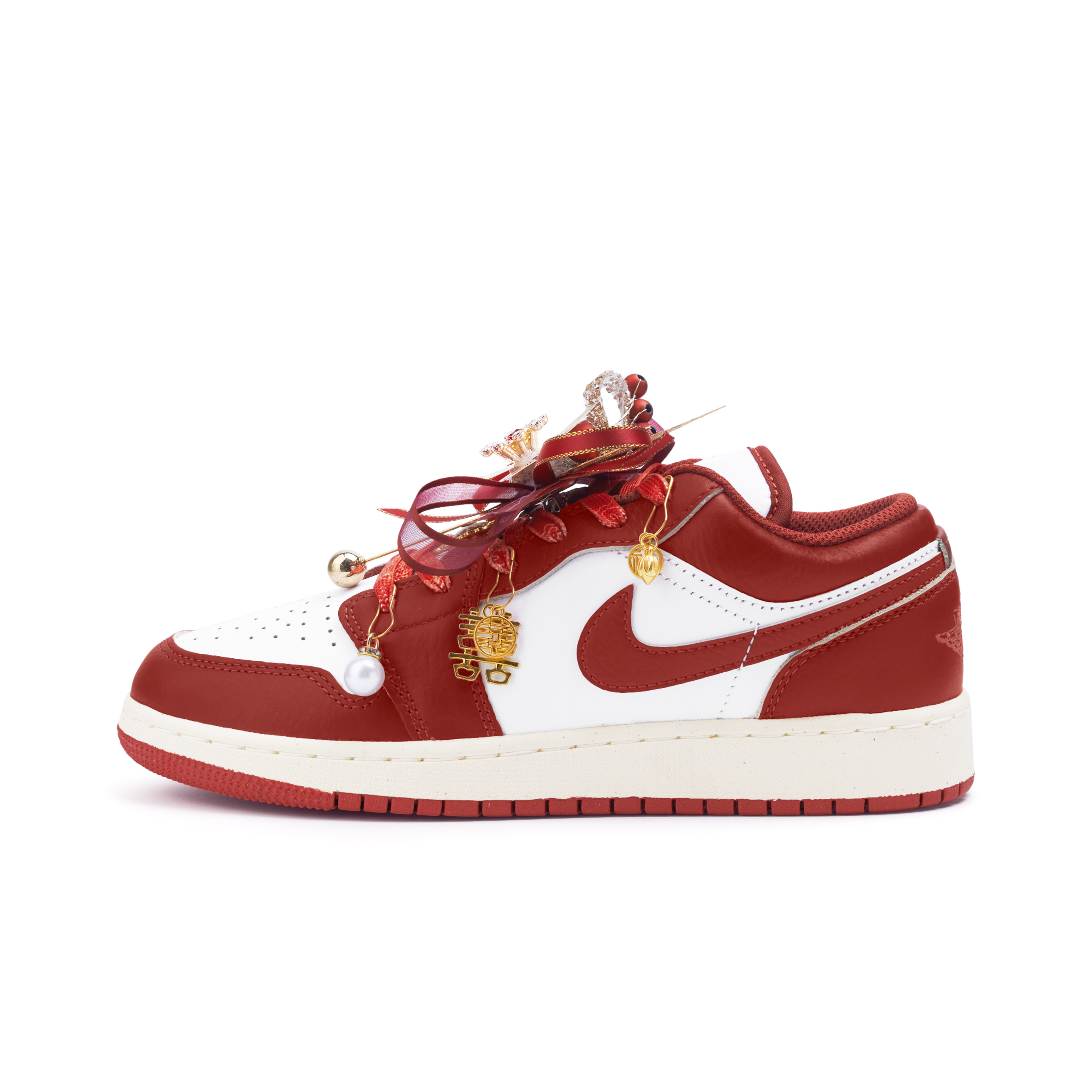 Jordan Air Jordan 1 Slip Resistant Abrasion Resistant Low top Vintage Basketball Shoes Women’s Red