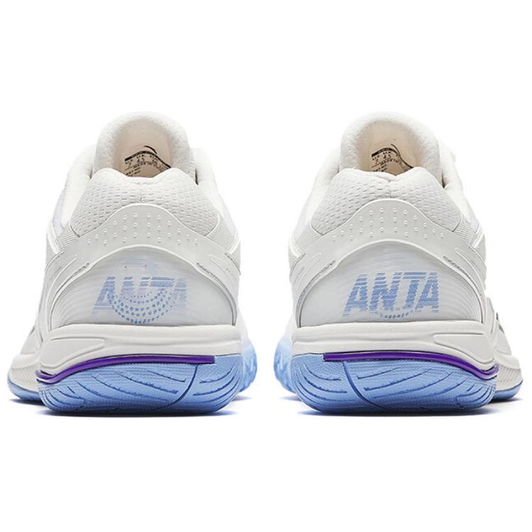 Anta Badminton Cushioning Slip Resistant Abrasion Resistant Lightweight Low top Table Tennis Shoes Men’s White Blue