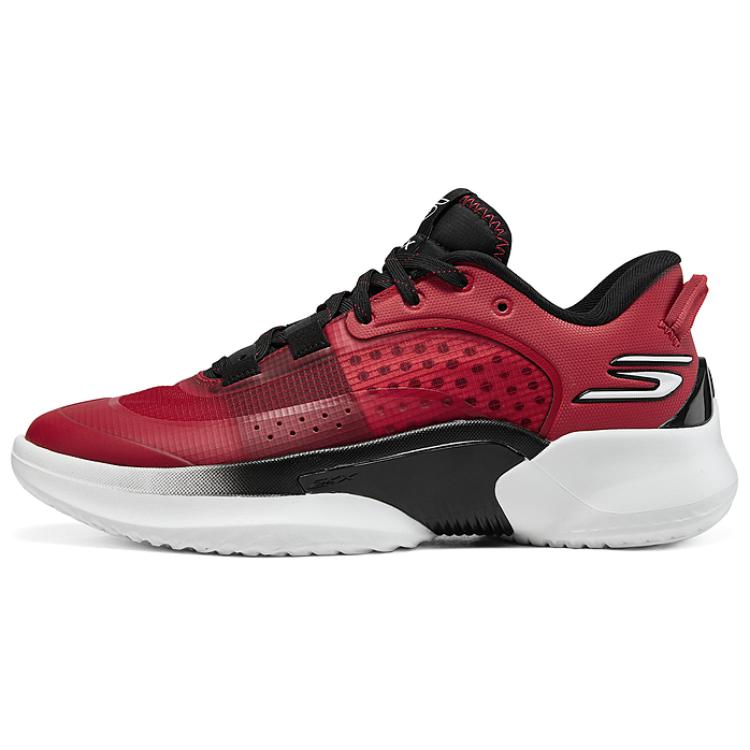 Skechers Skechers SKX RESAGRIP BASKETBALL lightweight, breathable, shock-absorbing and rebound low-top basketball shoes, men's red and black