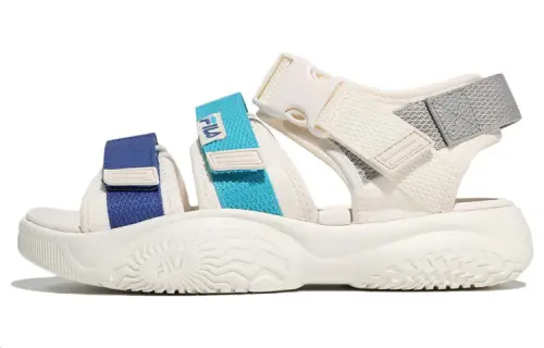FILA Tapered Sandal V3 Slip Resistant Abrasion Resistant Sports Sandals Unisex White Blue Korean Style