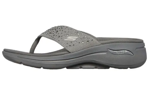Skechers Go Walk Arch Fit Rubber Sole Slide Slippers Women's Gray
