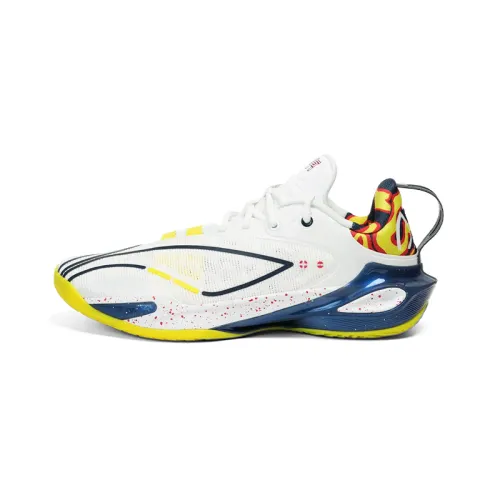 Li Ning Textile, TPU Low top Basketball Shoes, White Blue Men's