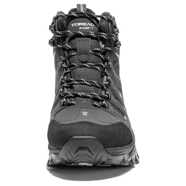 TOREAD Outdoor Fleece Lined Sports Slip Resistant Thermal High top Mountaineering Shoes Men’s Black