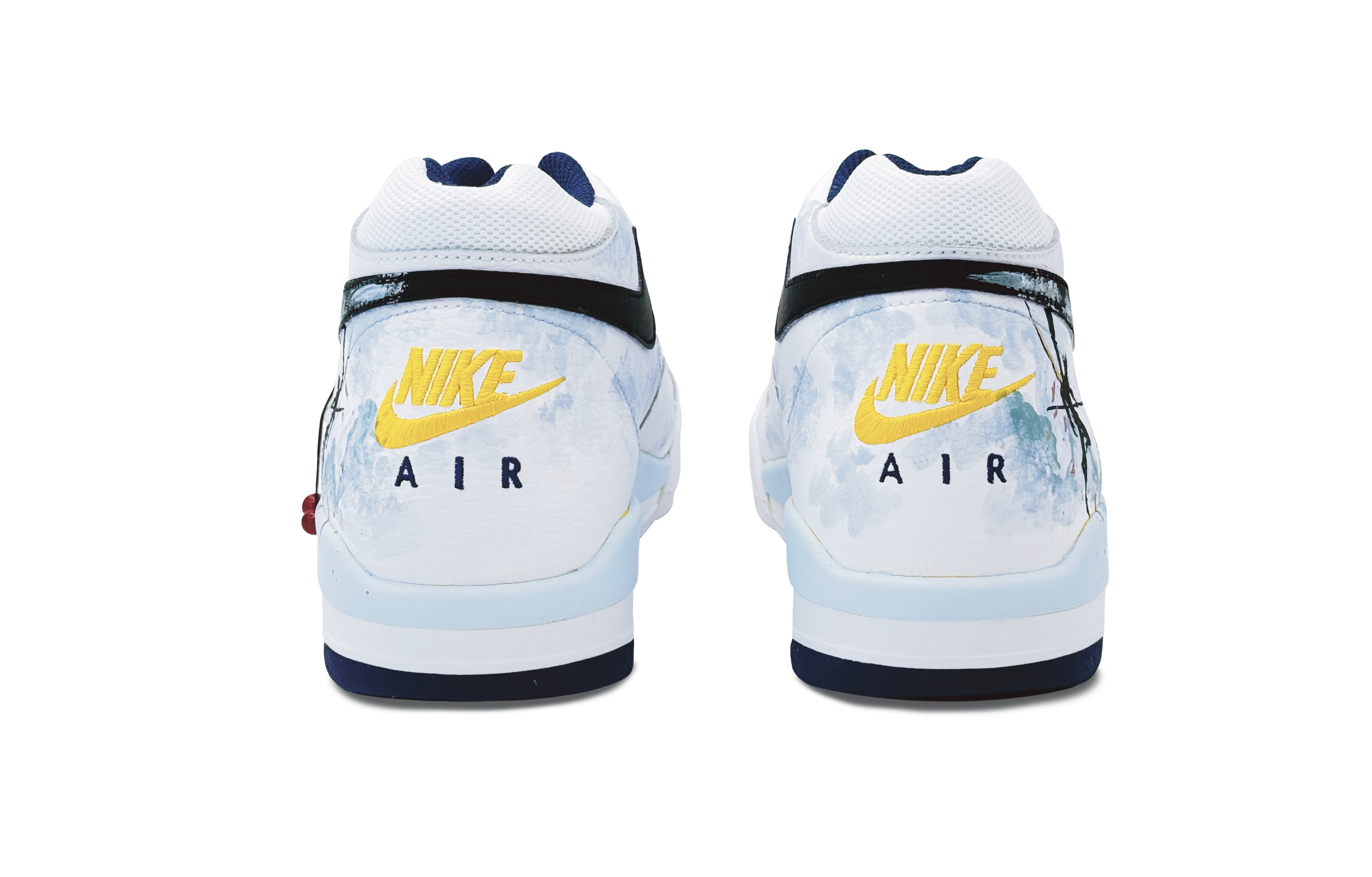 Nike Flight Legacy Slip Resistant Abrasion Resistant Mid top Vintage Basketball Shoes Men’s Blue Black