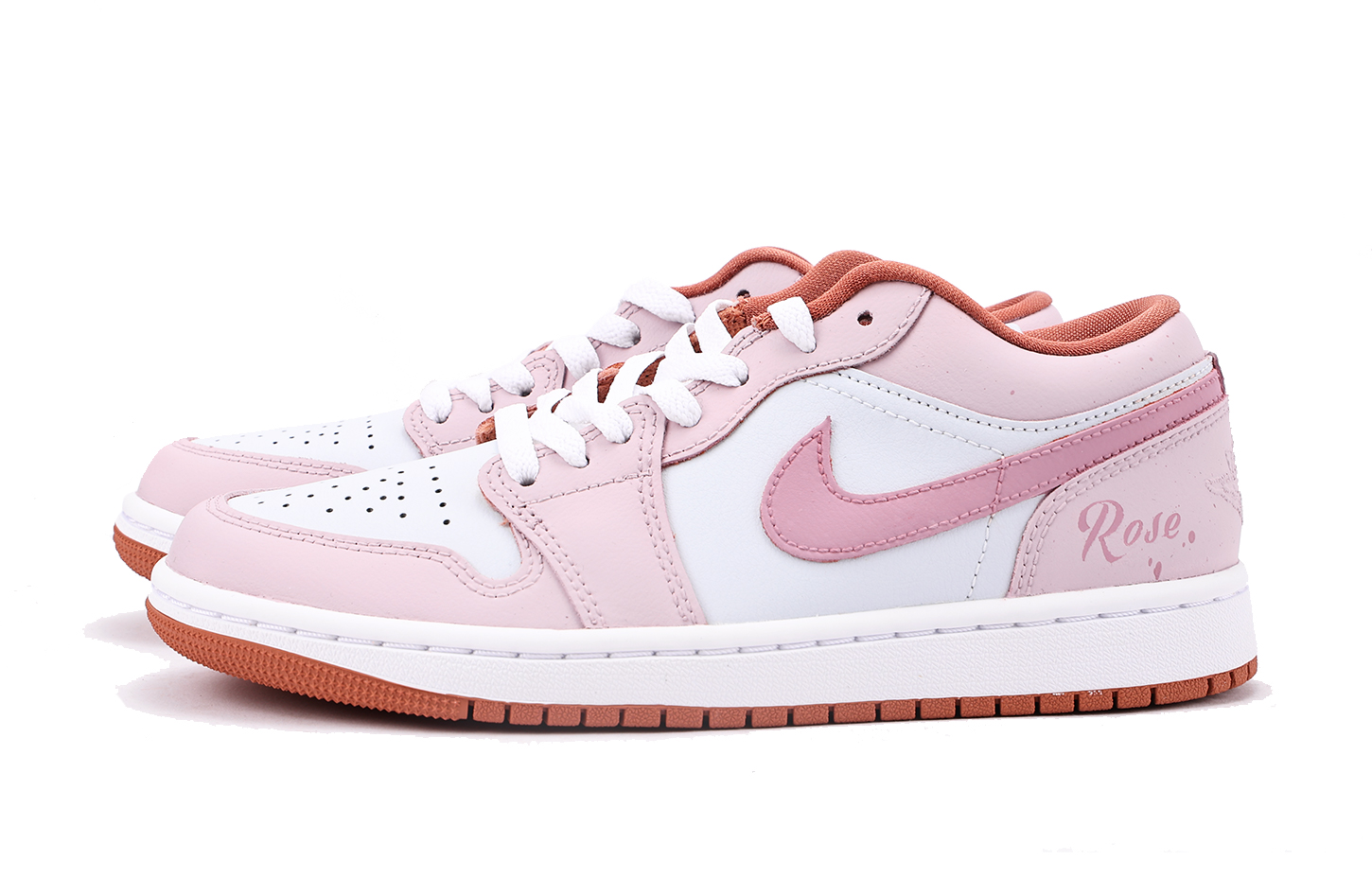 Jordan Air Jordan 1 Slip Resistant Abrasion Resistant Low top Vintage Basketball Shoes Women’s Pink