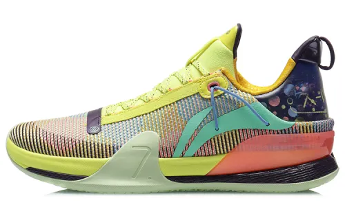 LiNing Li Ning Blitz 7 Premium Premium trendy fabric synthetic leather TPU anti-slip wear-resistant wrapping support rebound low-top Lightfoam/Bounse+/Probar Loc basketball shoes men's yellow and purple stitching