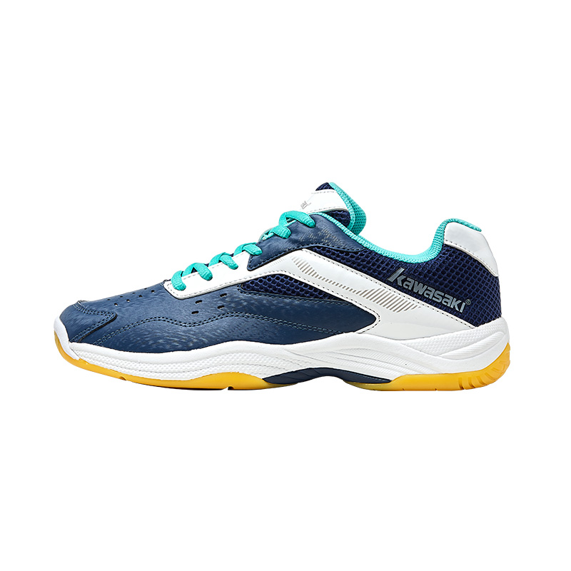 Kawasaki Kawasaki Chasing Wind Series Mesh Artificial Leather TPU Shock Absorbing Anti-Slip Wear-Resistant Breathable Low-top Badminton Shoes Same Style for Men and Women White Blue