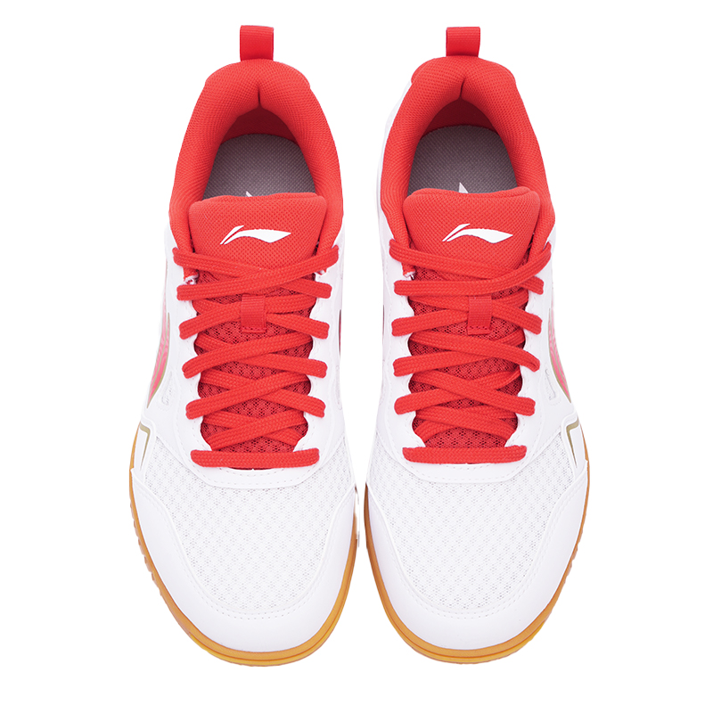 Li Ning Slip Resistant, Abrasion Resistant, Breathable Training Scenario Low top Table Tennis Shoes Unisex White Red