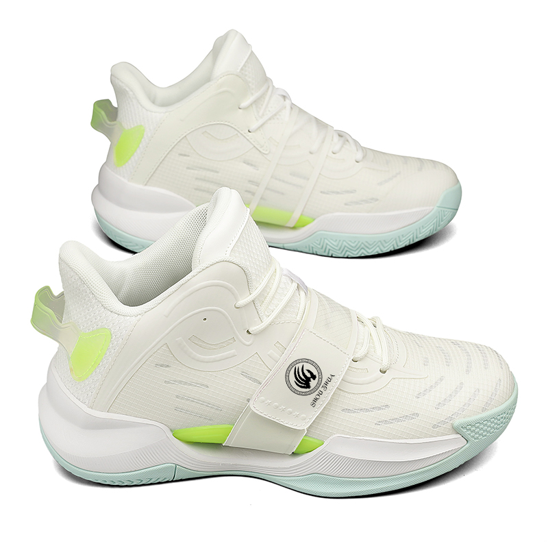 SHOUZHAO Mesh, Synthetic Leather Slip Resistant Mid top Basketball Shoes Unisex Ivory White