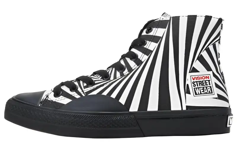 Vision Street Wear 80's Canvas Hi Slip Resistant Abrasion Resistant High top Canvas Shoes Unisex Black White