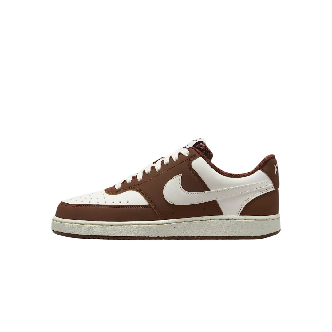 Nike Court Vision Synthetic Leather Low top Training Shoes Women's White Brown