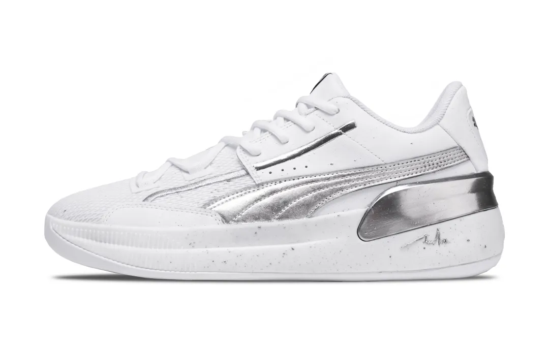 PUMA Clyde Hardwood Team Low top Basketball Shoes Unisex Silver White