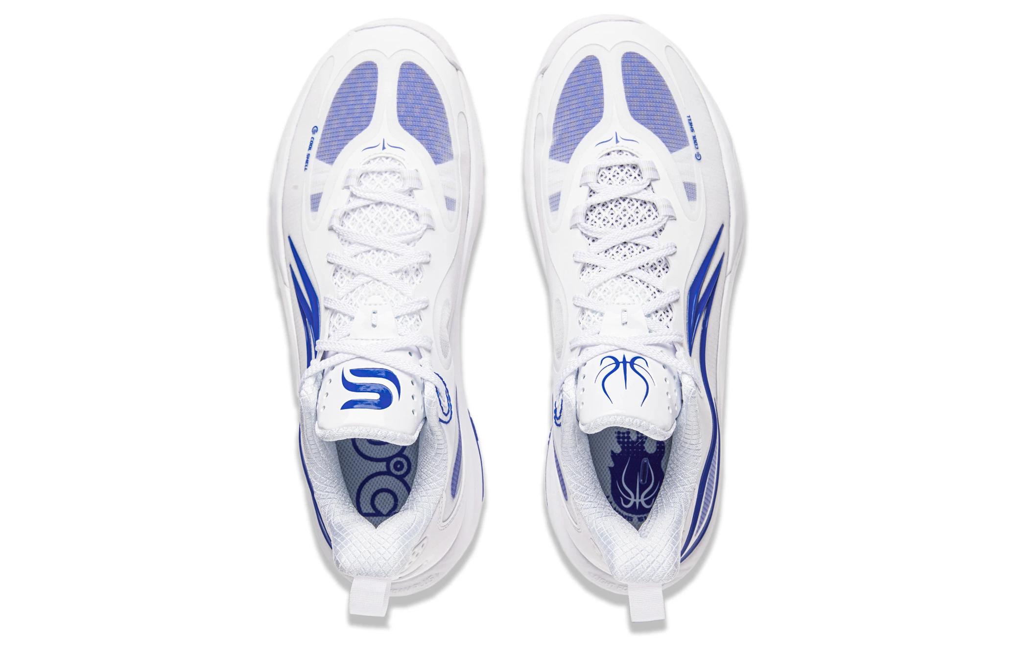 Li Ning Comfortable Cushioning Slip Resistant Abrasion Resistant Breathable Low top Basketball Shoes Men’s White Blue