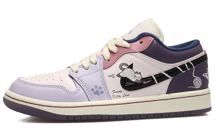 Jordan Air Jordan 1 Low top Vintage Basketball Shoes Women's Purple Pink Black