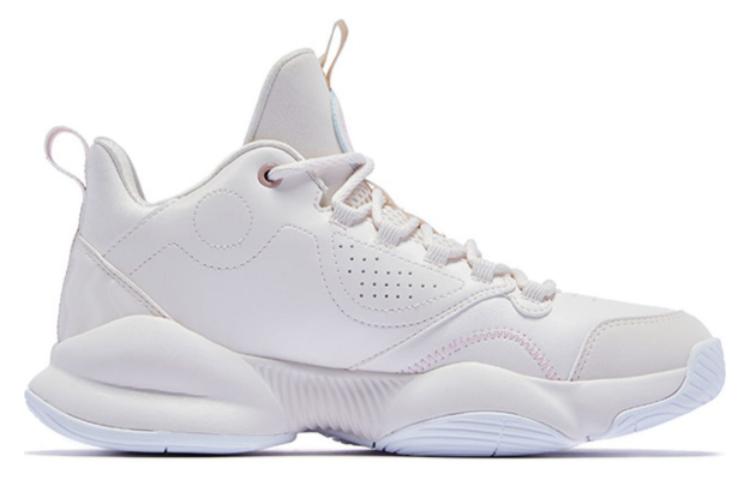 QIAODAN Synthetic Leather Slip Resistant, Abrasion Resistant, Breathable Mid top Basketball Shoes Women’s Rubber Pink