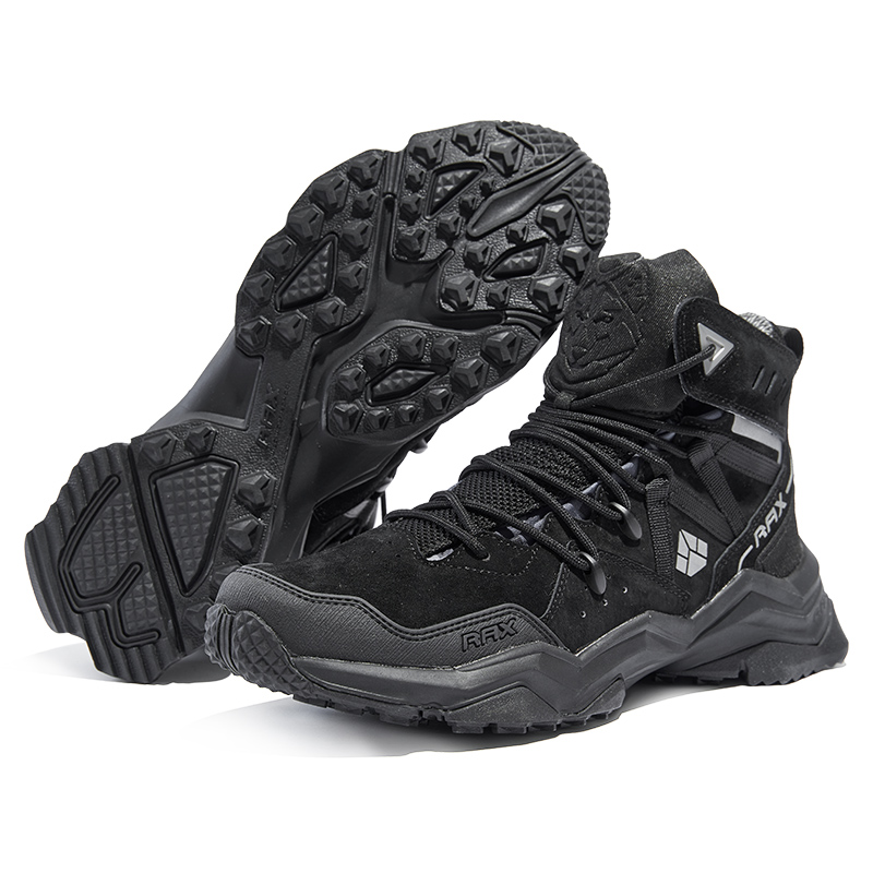 RAX Cushioning Slip Resistant Abrasion Resistant Waterproof High top Mountaineering Shoes Men’s Black