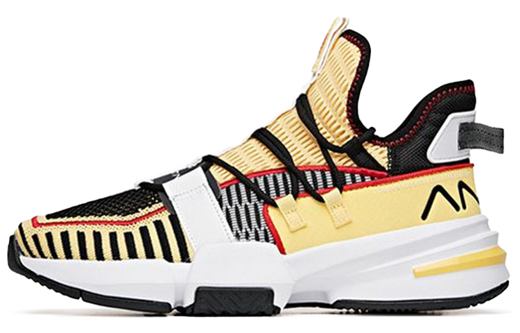 Anta Craze 1 Cushioning Slip Resistant Mid top Basketball Shoes Men's Black Yellow