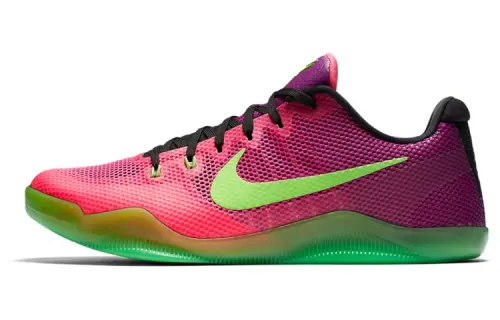 Nike Kobe 11 EM Low Mambacurial Kobe 11 Round Toe Lace Fabric Shock Absorbing Anti-Slip Low Top Practical Basketball Shoes Men's Pink Flash