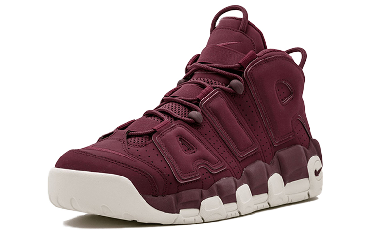 Мужские кроссовки Nike Air More Uptempo Night Maroon (бордовые) — 酒红/白 — фото 2