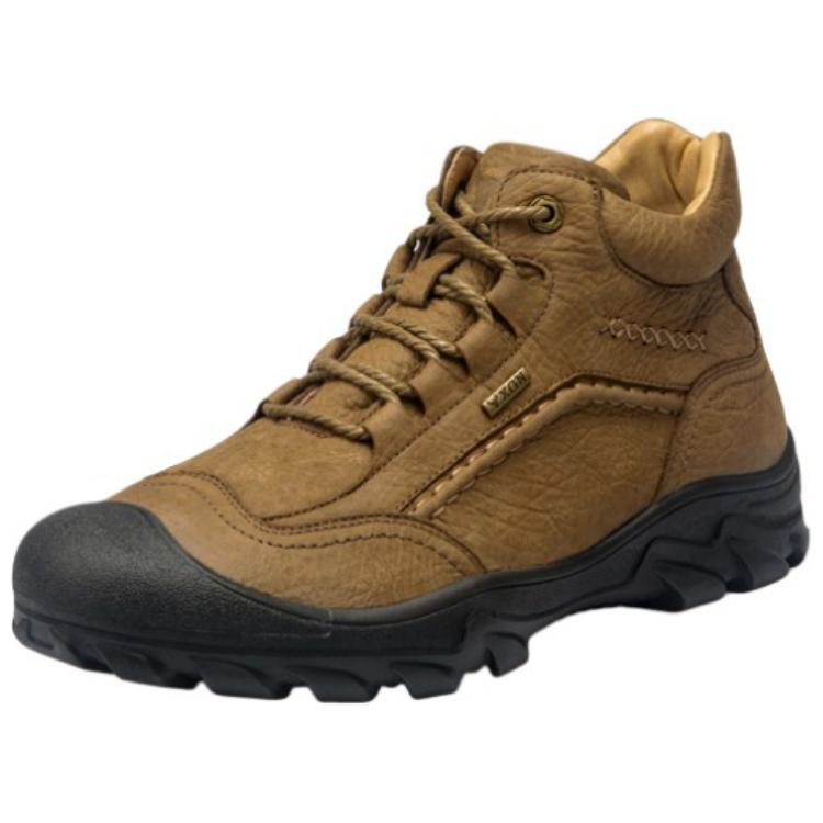 XGN Fleece Lined Thermal Non Slip And Waterproof Mid top Mountaineering Shoes Men’s Khaki