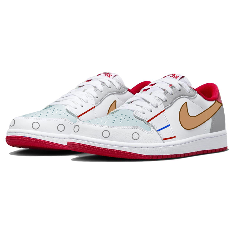Jordan Air Jordan 1 Cushioning, Non Slip, And Waterproof Low top Vintage Basketball Shoes Unisex White Red