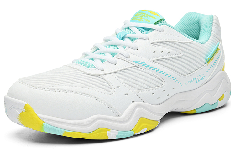 Li Ning Rocket Family, Long Wind Textile, Synthetic Leather Slip Resistant Low top Badminton Shoes Unisex White Green