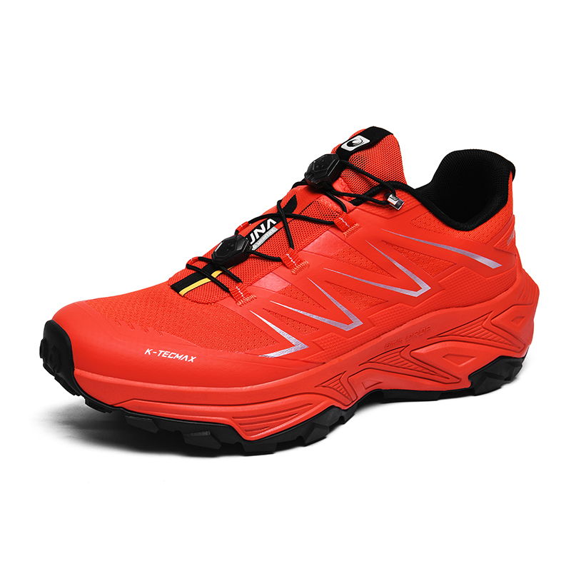 GLUNA Rebound Anti Twist Support Lightweight Slip Resistant Low top Mountaineering Hiking Shoes Unisex Vermilion