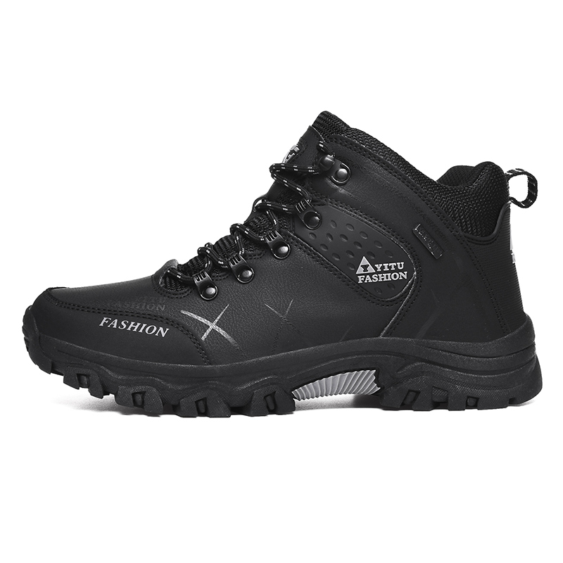 BIANSULONG Cushioning, Non Slip, And Waterproof High top Mountaineering Shoes Men’s Black