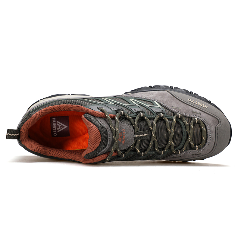 HUMTTO Cushioning Slip Resistant Lightweight Low top Mountaineering Shoes Men’s Tea Gray Army Green