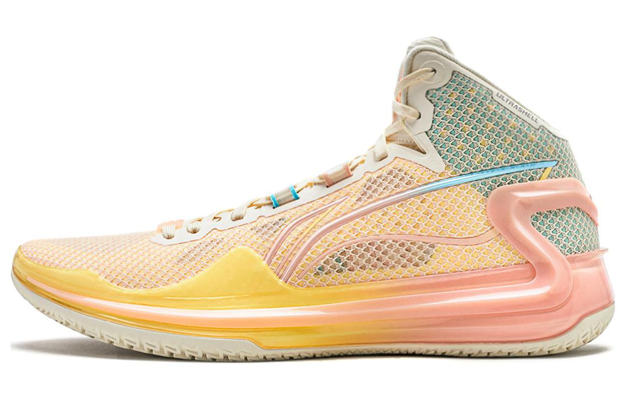 Li Ning Liren 4 Basketball Shoes Men’s Mid Top Neon Yellow/Light Old Gold/Cool Blue