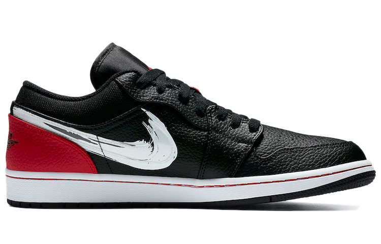 Jordan 1 Low Brushstroke Swoosh Black
