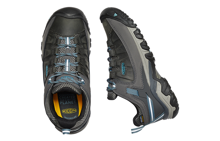 KEEN Targhee 3 WP Cushioning, Slip Resistant, Abrasion Resistant, Waterproof Low top Outdoor Shoes Unisex Gray Blue